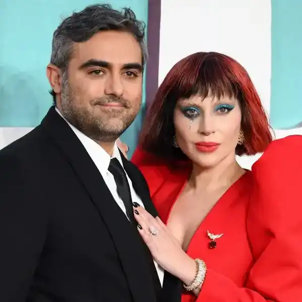 Michael Polansky and Lady Gaga attend the UK Premiere of "Joker Folie à Deux" at the Cineworld Leicester Square on September 25, 2024 in London, England.