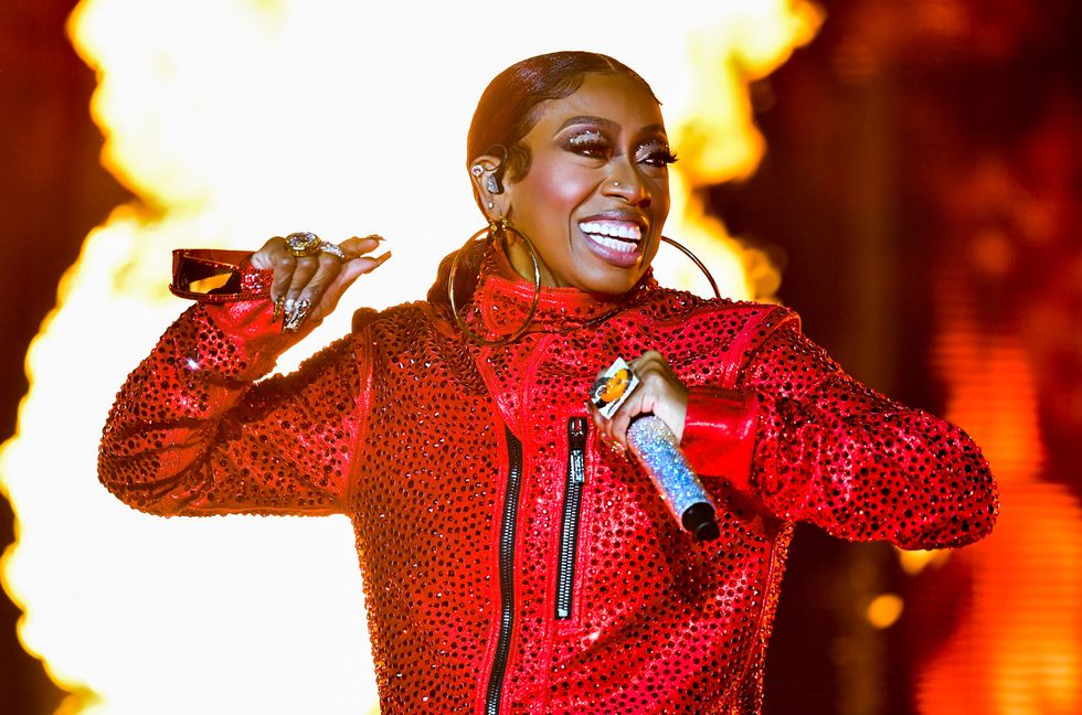 Missy Elliott performs onstage during the Lovers & Friends music festival at the Las Vegas Festival Grounds on May 6, 2023 in Las Vegas.