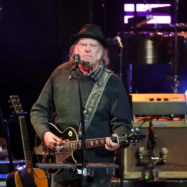 Neil Young performs onstage at the Greek Theatre on April 26, 2025 in Los Angeles, California.