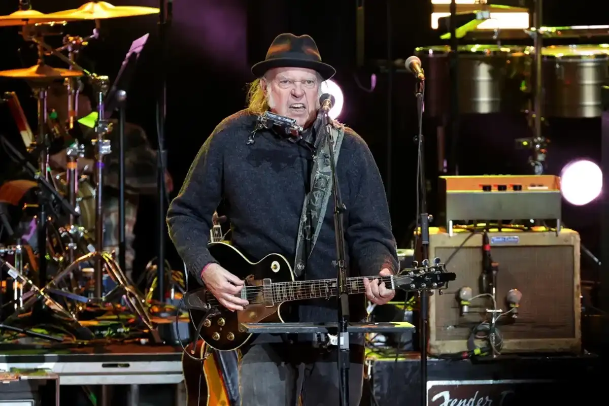 Neil Young performs onstage during the Light Up The Blues 7 Concert celebrating Autism Speaks' 20th Anniversary at the Greek Theatre on April 26, 2025 in Los Angeles, California.