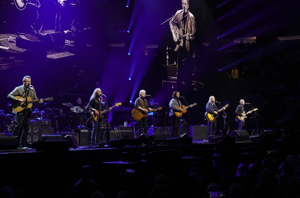 NEW YORK, NEW YORK - SEPTEMBER 07: Vince Gill, Timothy B. Schmit, Don Henley, Deacon Frey and Joe Walsh perform at Madison Square Garden on September 07, 2023 in New York City. (Photo by Kevin Mazur/Getty Images for The Eagles)