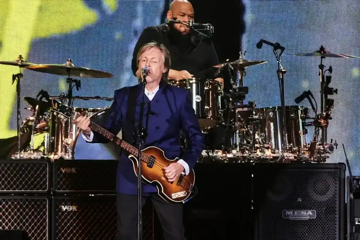 Paul McCartney at the Paul McCartney Got Back Tour performance held at SoFi Stadium on May 13th, 2022 in Los Angeles, California.