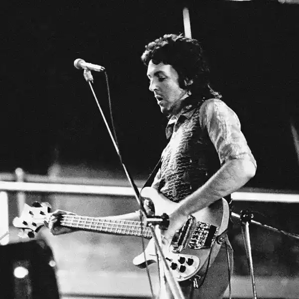 Paul McCartney rehearsing with his band Wings before their British Tour on April 7, 1973.