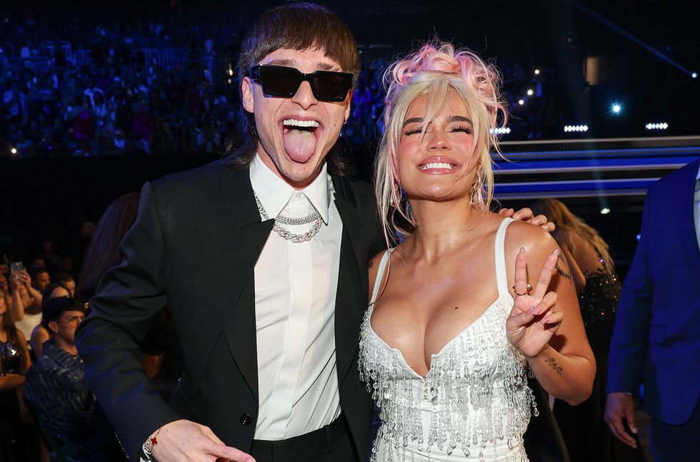 Peso Pluma and Karol G at the Billboard Latin Music Awards 2023 held at Watsco Center on October 5, 2023 in Coral Gables, Florida.