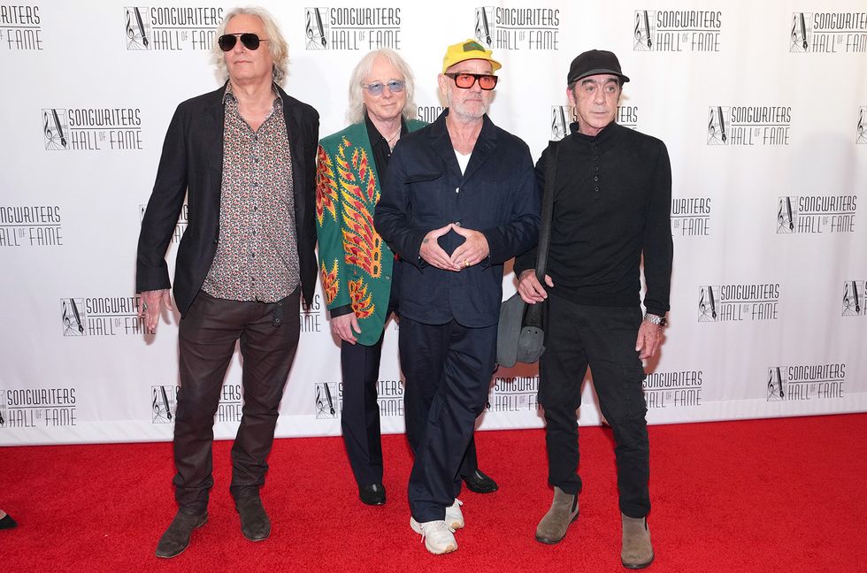 Peter Buck, Mike Mills, Michael Stipe and Bill Berry of R.E.M. attend the 2024 Songwriters Hall of Fame Induction and Awards Gala at New York Marriott Marquis Hotel on June 13, 2024 in New York City.