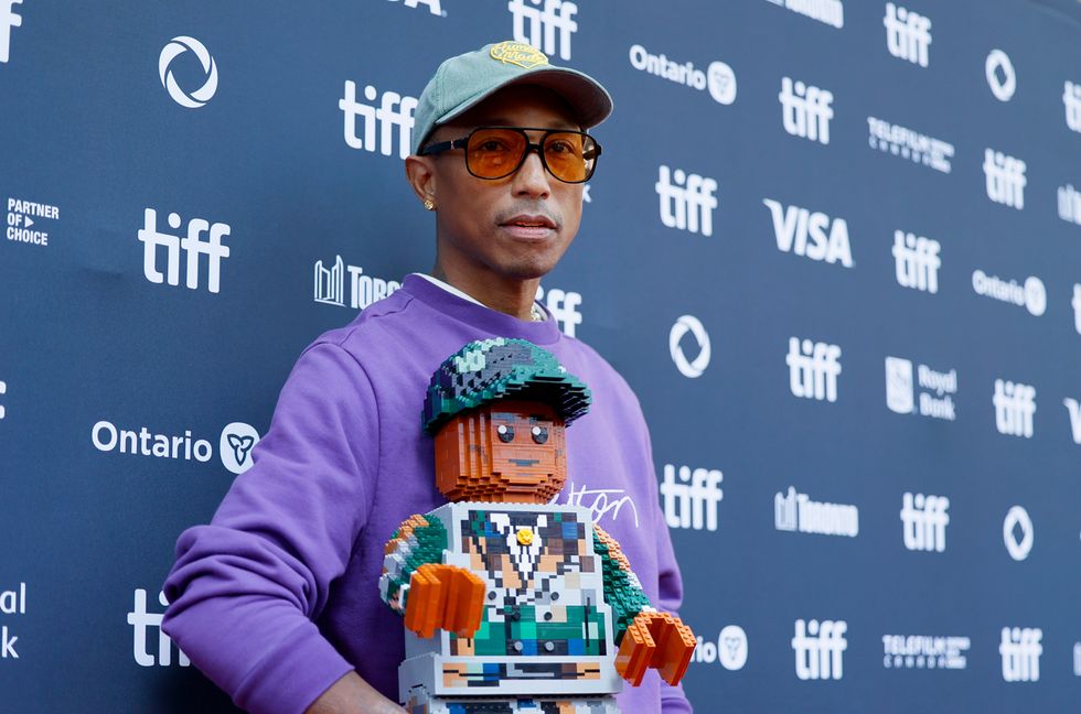 Pharrell Williams attends the premiere of "Piece by Piece" at Princess of Wales Theatre on Sept. 10, 2024 in Toronto, Ontario.