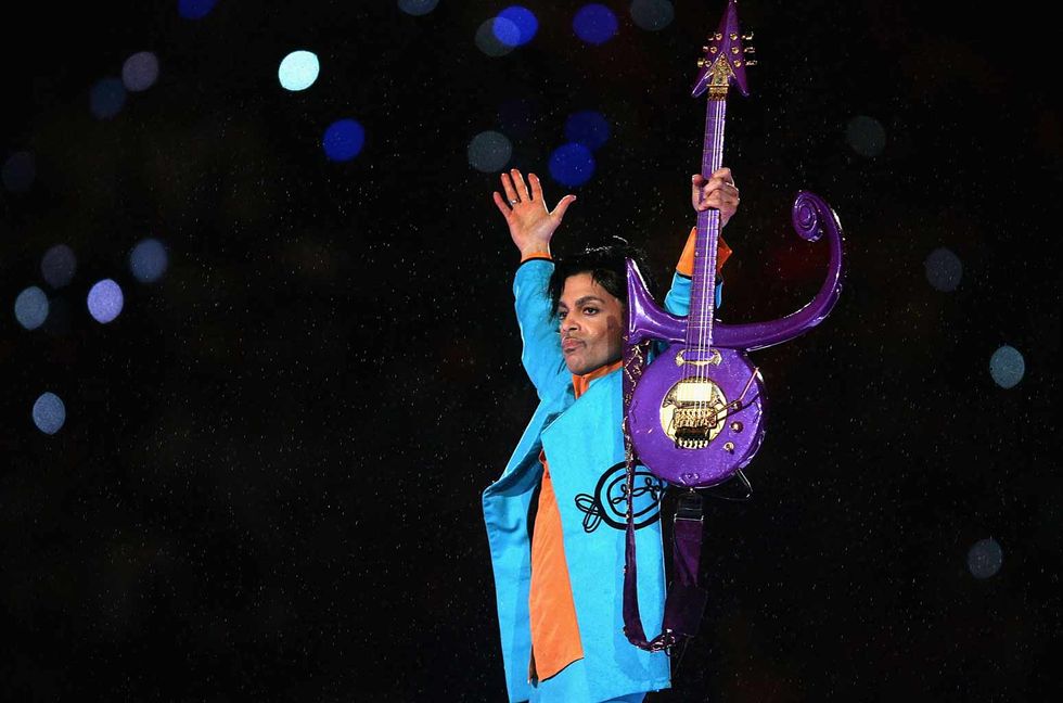 Prince performs during the "Pepsi Halftime Show" at Super Bowl XLI between the Indianapolis Colts and the Chicago Bears on February 4, 2007 at Dolphin Stadium in Miami Gardens, Florida.