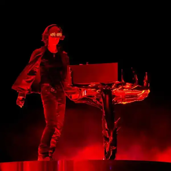 Rezz performs at the Sahara Tent during the 2026 Coachella Valley Music and Arts Festival on April 11, 2026 in Indio, California.