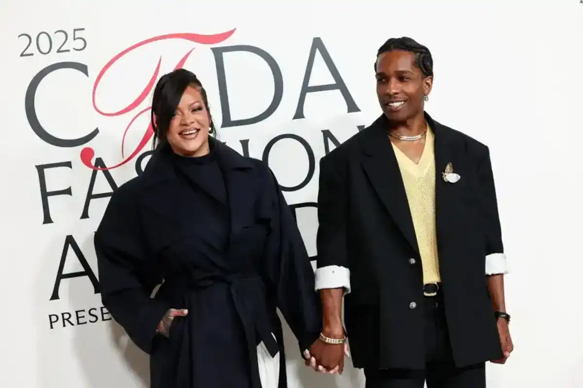 Rihanna and A$AP Rocky at the 2025 CFDA Fashion Awards held at The American Museum of Natural History on Nov. 3, 2025, in New York.