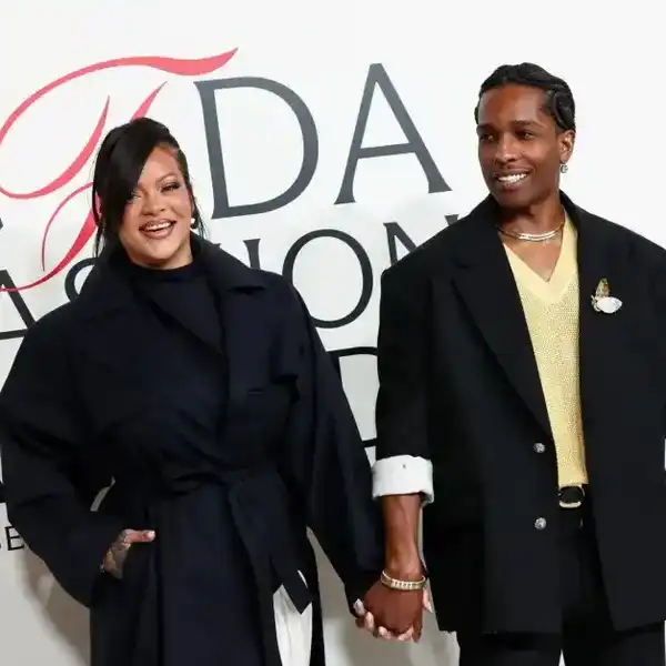 Rihanna and A$AP Rocky at the 2025 CFDA Fashion Awards held at The American Museum of Natural History on Nov. 3, 2025, in New York.