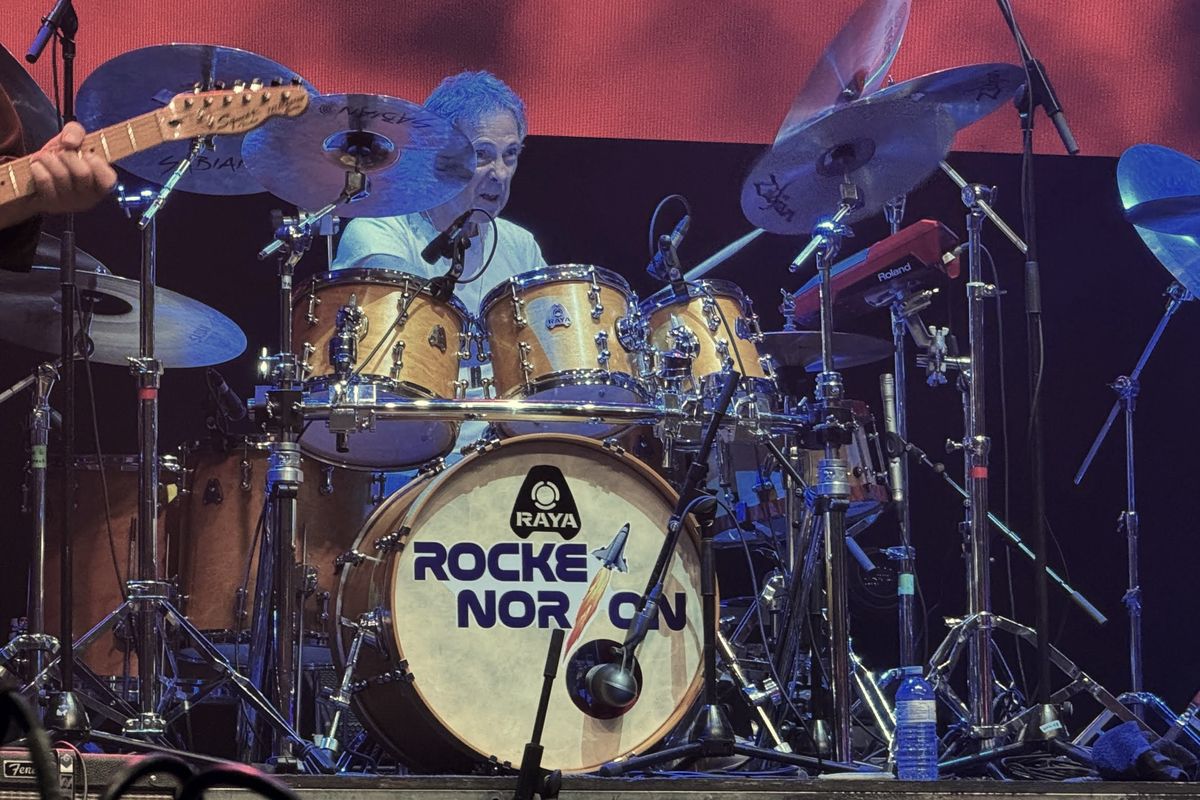 ​Rocket Norton behind his drum kit. 