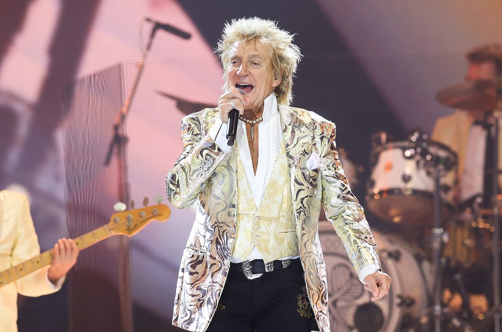 Rod Stewart performs on stage at Tele2 Arena on June 8, 2024 in Stockholm, Sweden.