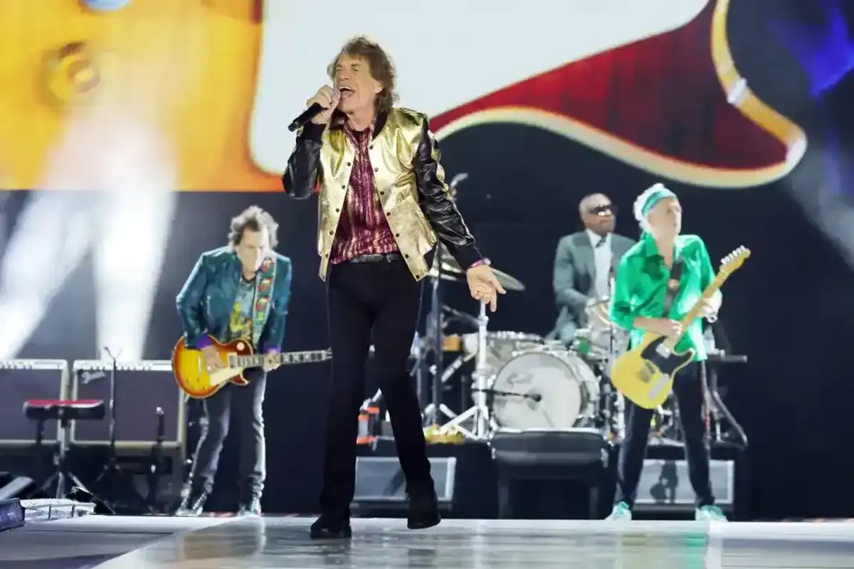 Ronnie Wood, Mick Jagger, Steve Jordan, and Keith Richards and of The Rolling Stones perform during 'Stones Tour '24 Hackney Diamonds' at MetLife Stadium on May 26, 2024 in East Rutherford, New Jersey.