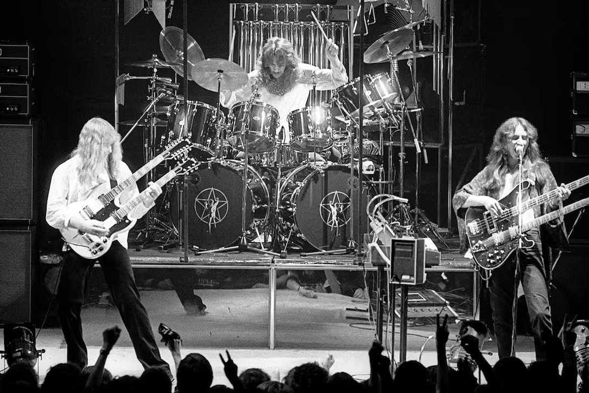 Rush performing in 1977.