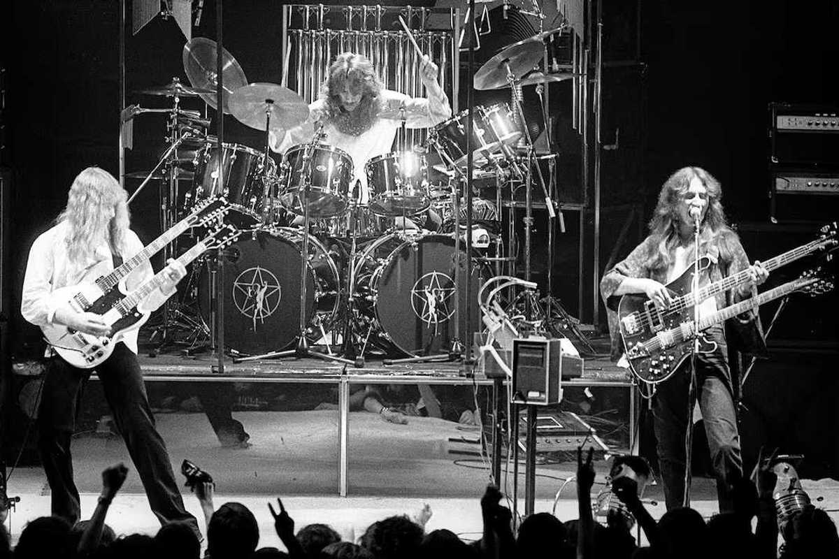 Rush performing in 1977.