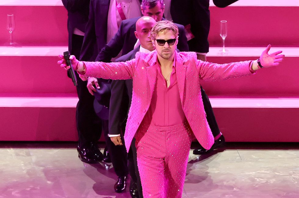 Ryan Gosling performs 'I'm Just Ken' from "Barbie" onstage during the 96th Annual Academy Awards at Dolby Theatre on March 10, 2024 in Hollywood, California.