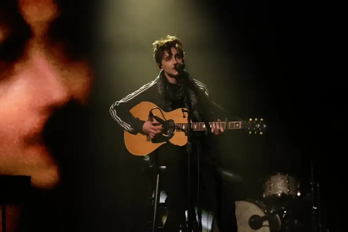 "Saturday Night Live" musical guest Timothée Chalamet performs "Tomorrow is a Long Time" on Saturday, January 25, 2025.