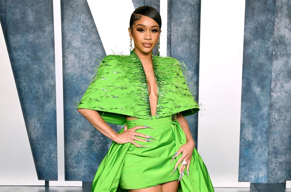 Saweetie attends the 2023 Vanity Fair Oscar Party Hosted By Radhika Jones at Wallis Annenberg Center for the Performing Arts on March 12, 2023 in Beverly Hills, Calif.