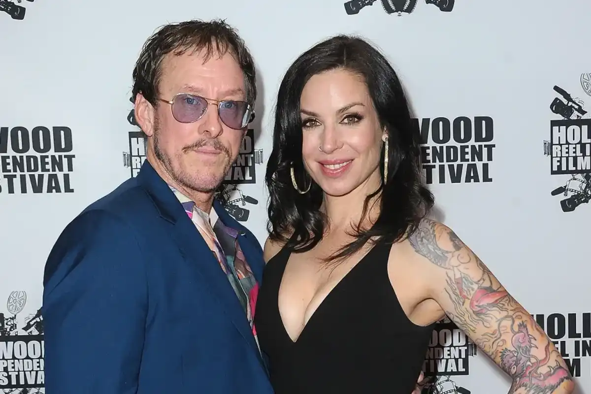 Scott Shriner and wife Jillian Lauren arrive at the 2019 Hollywood Reel Independent Film Festival held at Regal LA Live Stadium 14 on February 15, 2019 in Los Angeles, California.