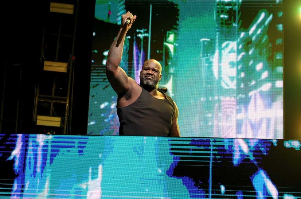 Shaquille O'Neal as DJ Diesel performs at Shaq's Fun House Big Game Weekend at Talking Stick Resort on Feb. 10, 2023 in Scottsdale, Arizona.