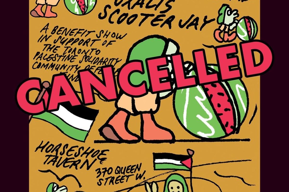 Show poster for the cancelled Horseshoe Tavern benefit show