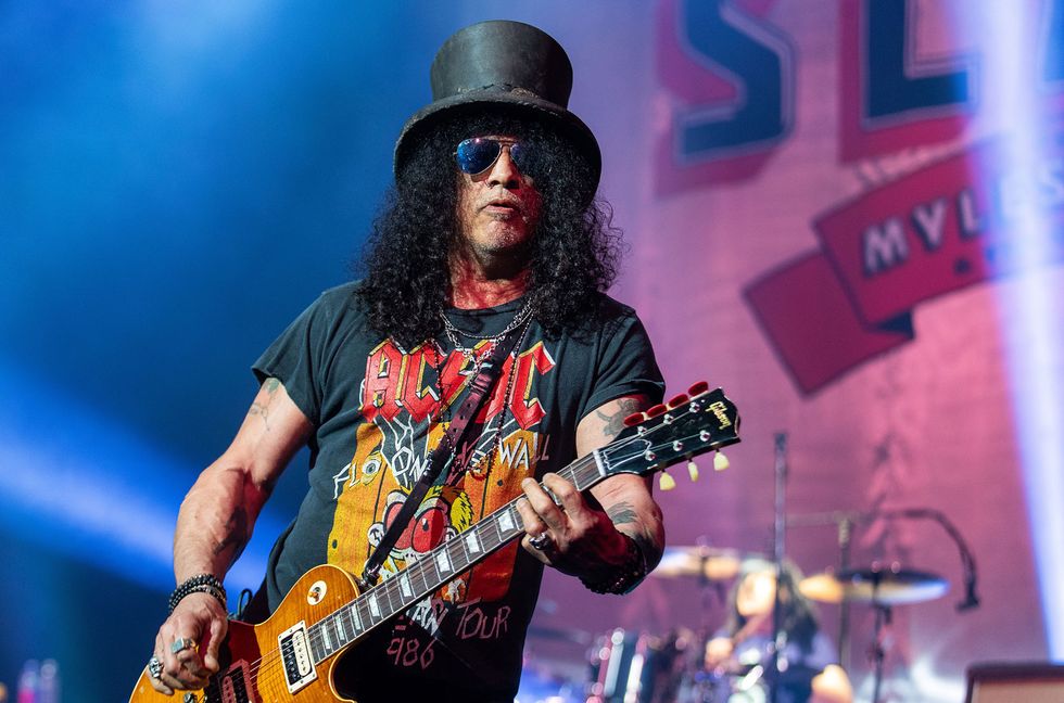 Slash performs onstage with Myles Kennedy and the Conspirators during the River Is Rising tour at the Paramount Theatre on Feb. 9, 2022 in Seattle, Washington.