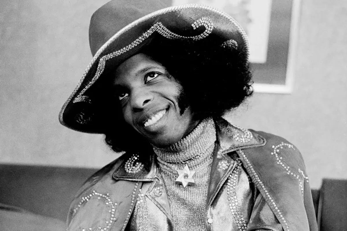 Sly Stone of Sly And The Family Stone posed in London on July 16, 1973.