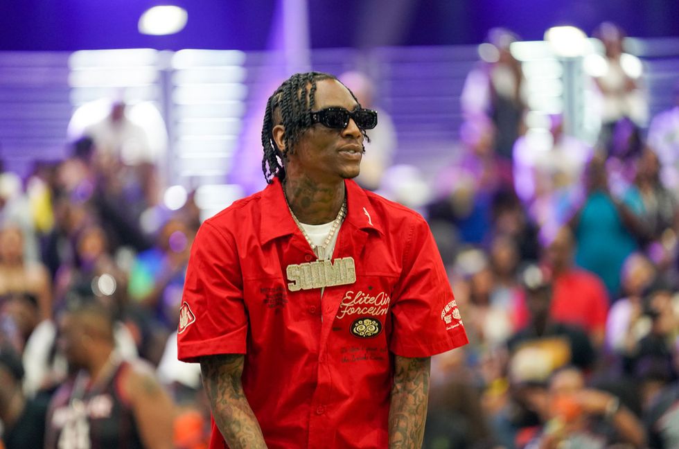 Soulja Boy performs during halftime of the BET Experience celebrity basketball game on June 29, 2024 in Los Angeles, Calif.