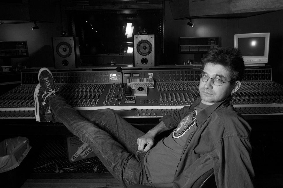 Steve Albini in the 'A' control room of his studio, Electrical Audio, Chicago, Illinois, June 24, 2005.