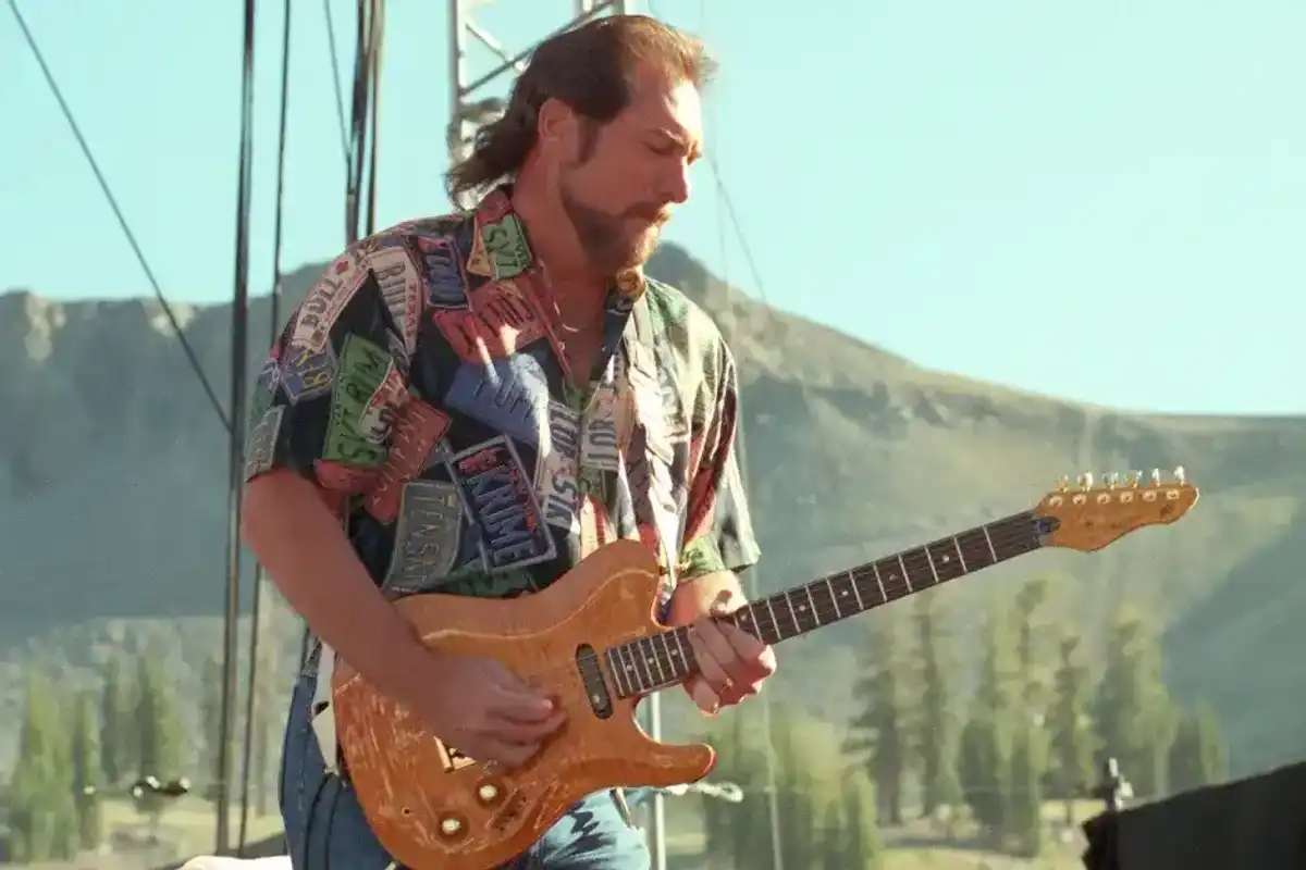 Steve Cropper of Booker T & the M.G.'s performs at Squaw Valley ski area on August 25, 1991 in Squaw Valley, California.