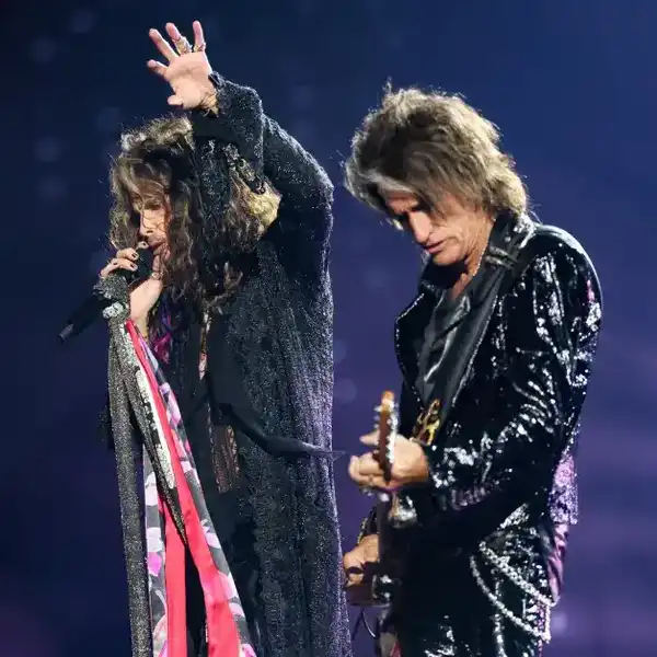 Steven Tyler, Joe Perry perform onstage at the MTV Video Music Awards 2025 held at UBS Arena on September 07, 2025 in New York, New York.