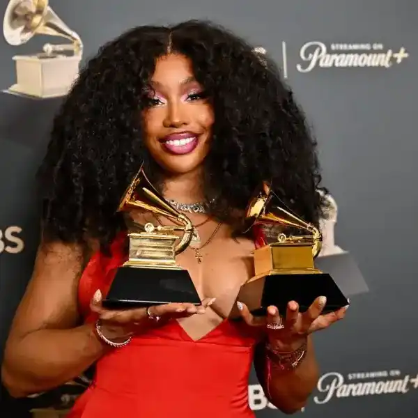 SZA with the Grammys for Record of the Year and Best Melodic Rap Performance for “luther" at the 68th GRAMMY Awards held at the Crypto.com Arena on February 01, 2026 in Los Angeles, California.