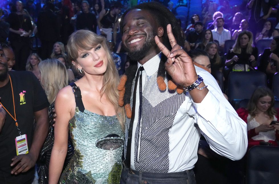 Taylor Swift and Shaboozey attend the 2024 MTV Video Music Awards at UBS Arena on September 11, 2024 in Elmont, New York.