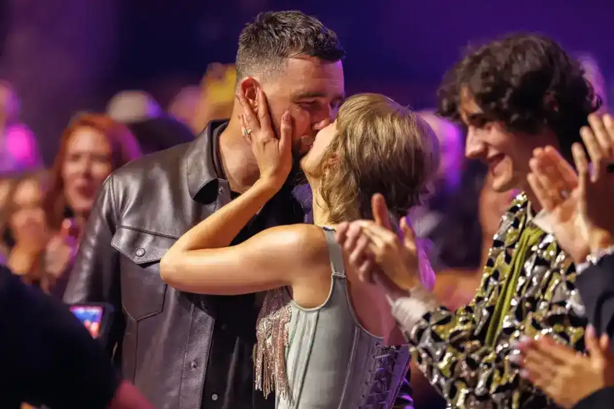 Taylor Swift and Travis Kelce at the 2026 iHeartRadio Music Awards held at Dolby Theatre on March 26, 2026, in Los Angeles.