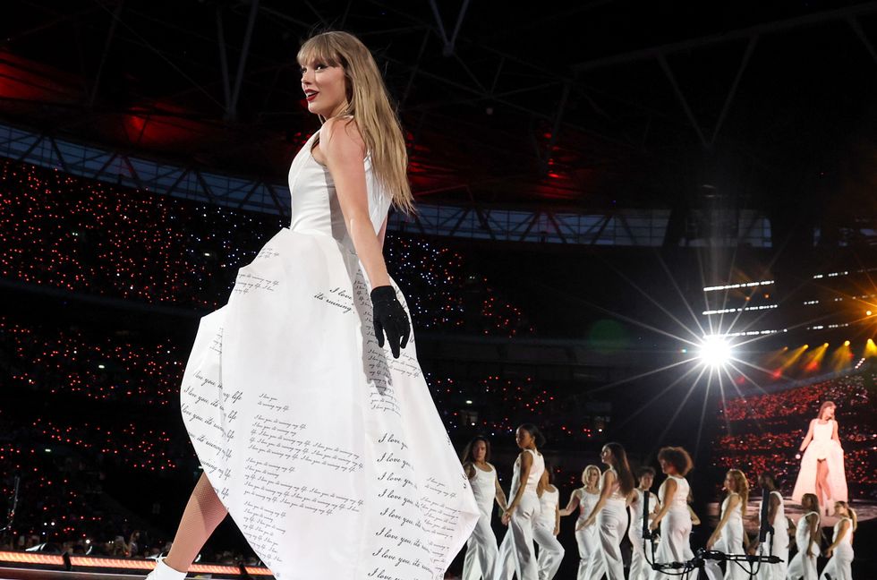 Taylor Swift performs on stage during "Taylor Swift | The Eras Tour" at Wembley Stadium on June 21, 2024 in London, England.