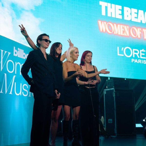 The Beaches accept the Women of the Year award at Billboard Canada Women in Music on Oct. 1, 2025 at Rebel in Toronto.