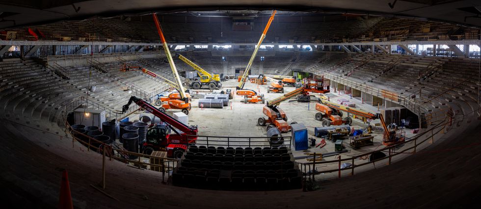 The bowl of the Hamilton Arena, mid-renovation.