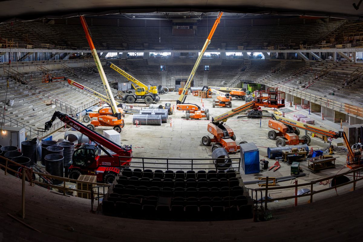 The Hamilton Arena during renovation, March 2025.