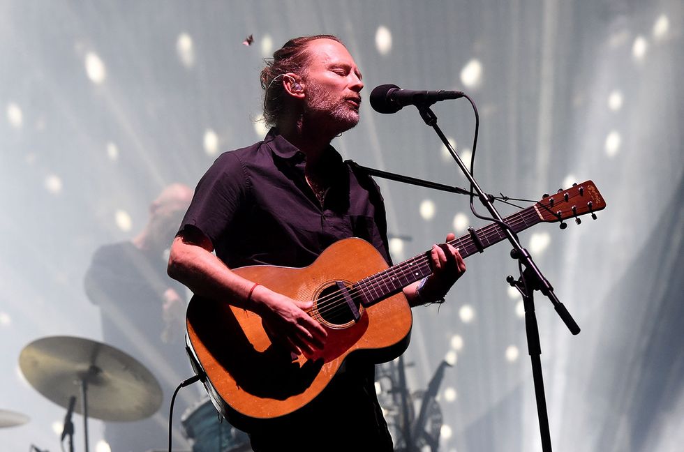 Thom Yorke of Radiohead performs on the Coachella Stage during day 1 of the 2017 Coachella Valley Music & Arts Festival (Weekend 2) at the Empire Polo Club on April 21, 2017 in Indio, California.
