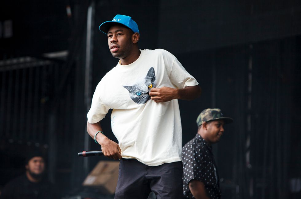 Tyler The Creator of EarlWolf performs on stage on Day 3 of Leeds Festival 2013 at Bramham Park on Aug. 25, 2013 in Leeds.