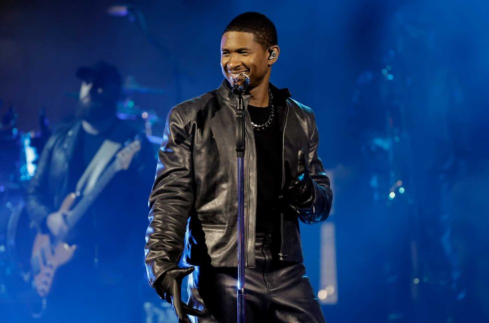Usher performs onstage during a taping of iHeartRadio’s Living Black 2023 Block Party in Inglewood, Calif.
