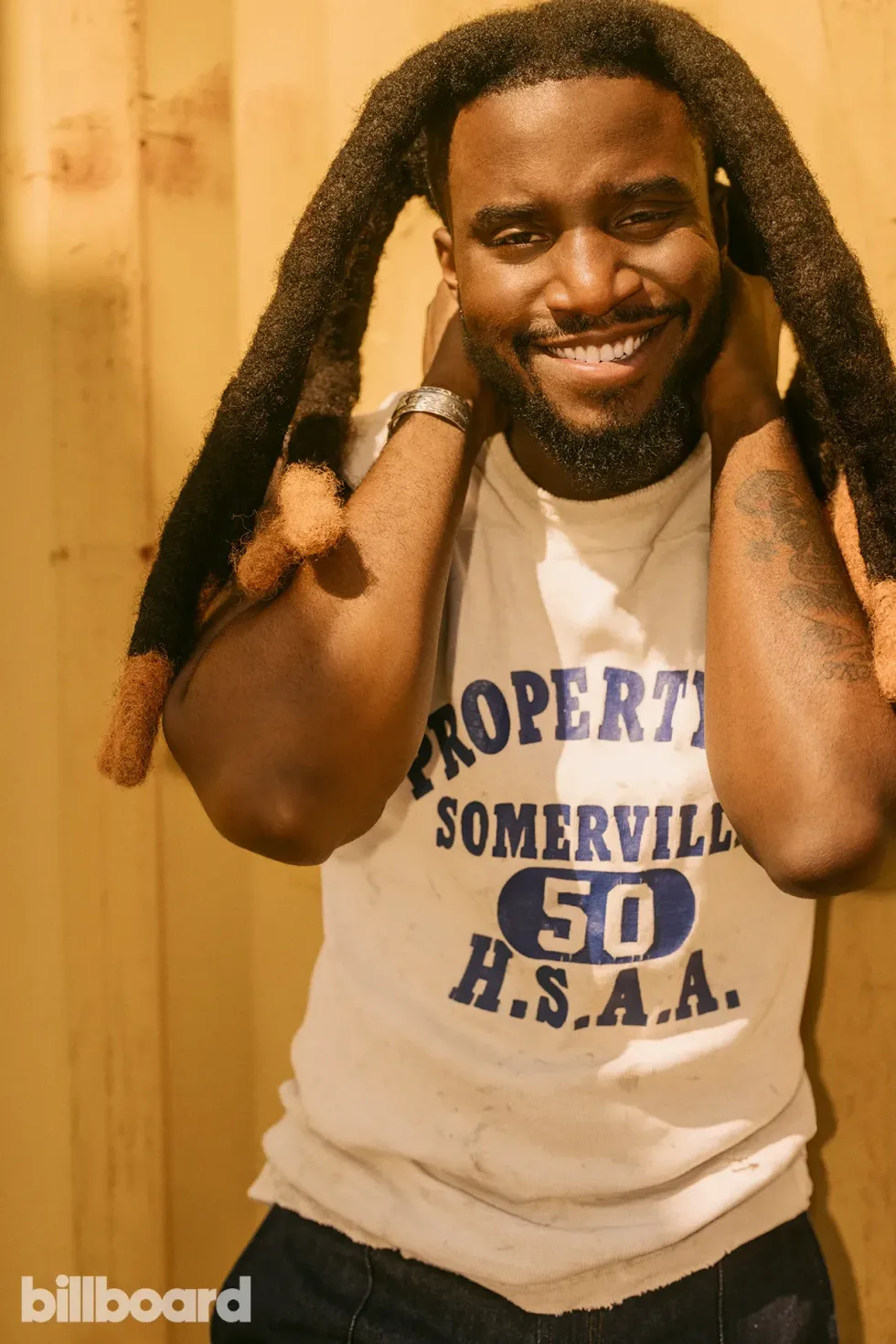 Vintage t-shirt, Wales Bonner pants.