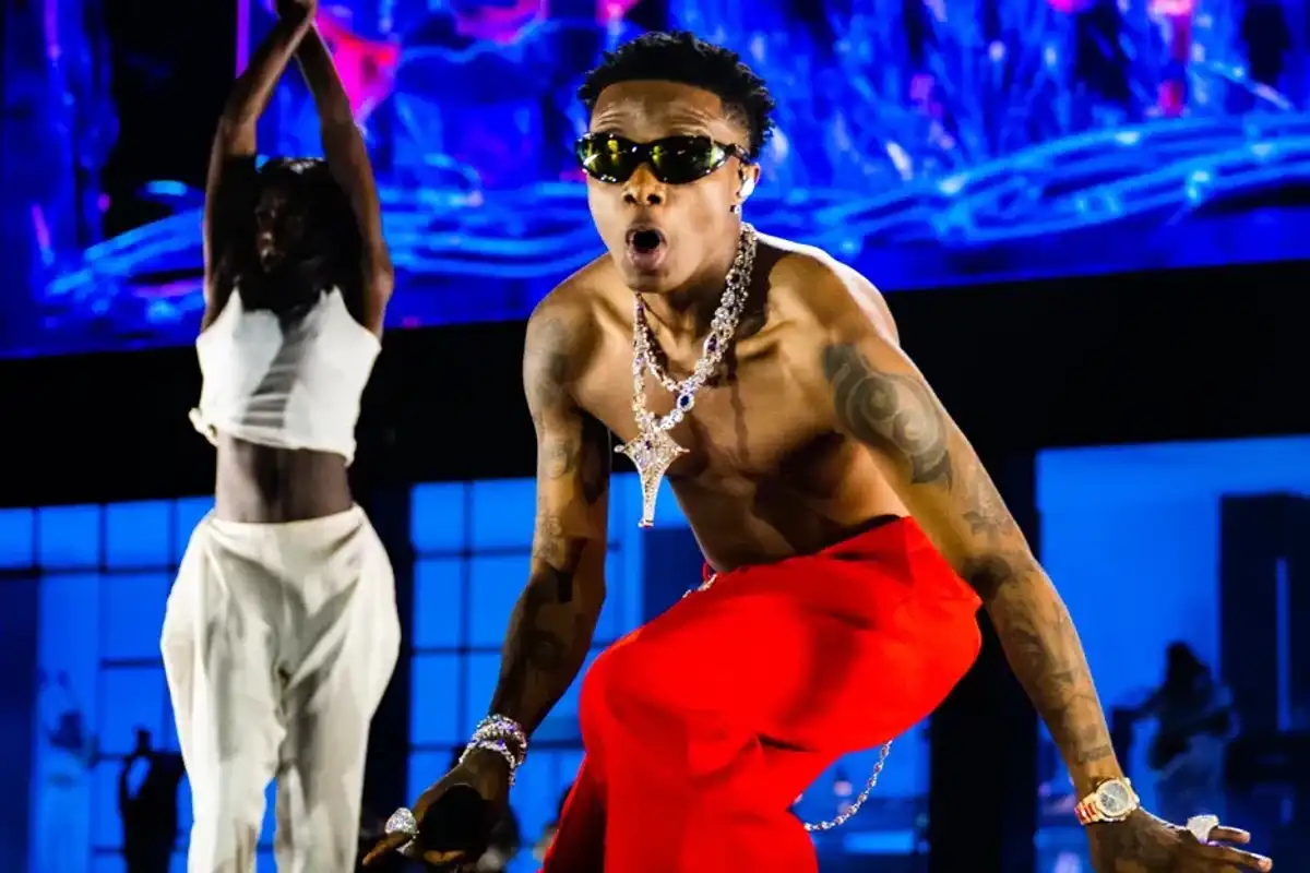 Wizkid performs at Tottenham Hotspur Stadium on July 29, 2023 in London, England.